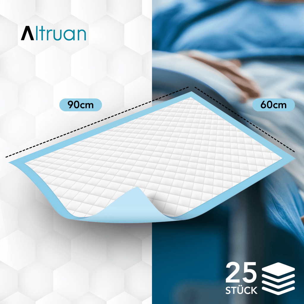Altruflock® Bettschutzunterlagen 60 x 90cm Supersoft Extrem Saugfähig | Packung (25 Stück)