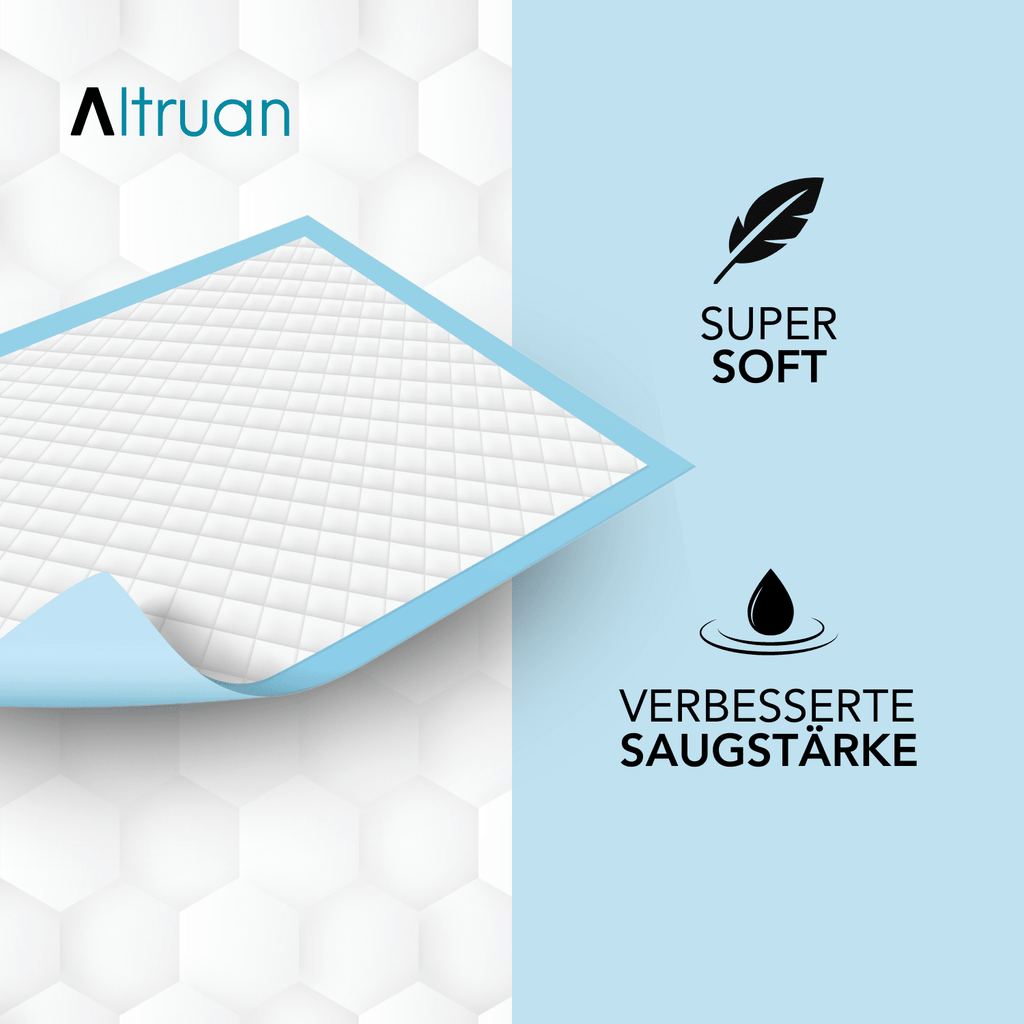 Altruflock® Bettschutzunterlagen 60 x 90cm Supersoft Extrem Saugfähig | Packung (25 Stück)
