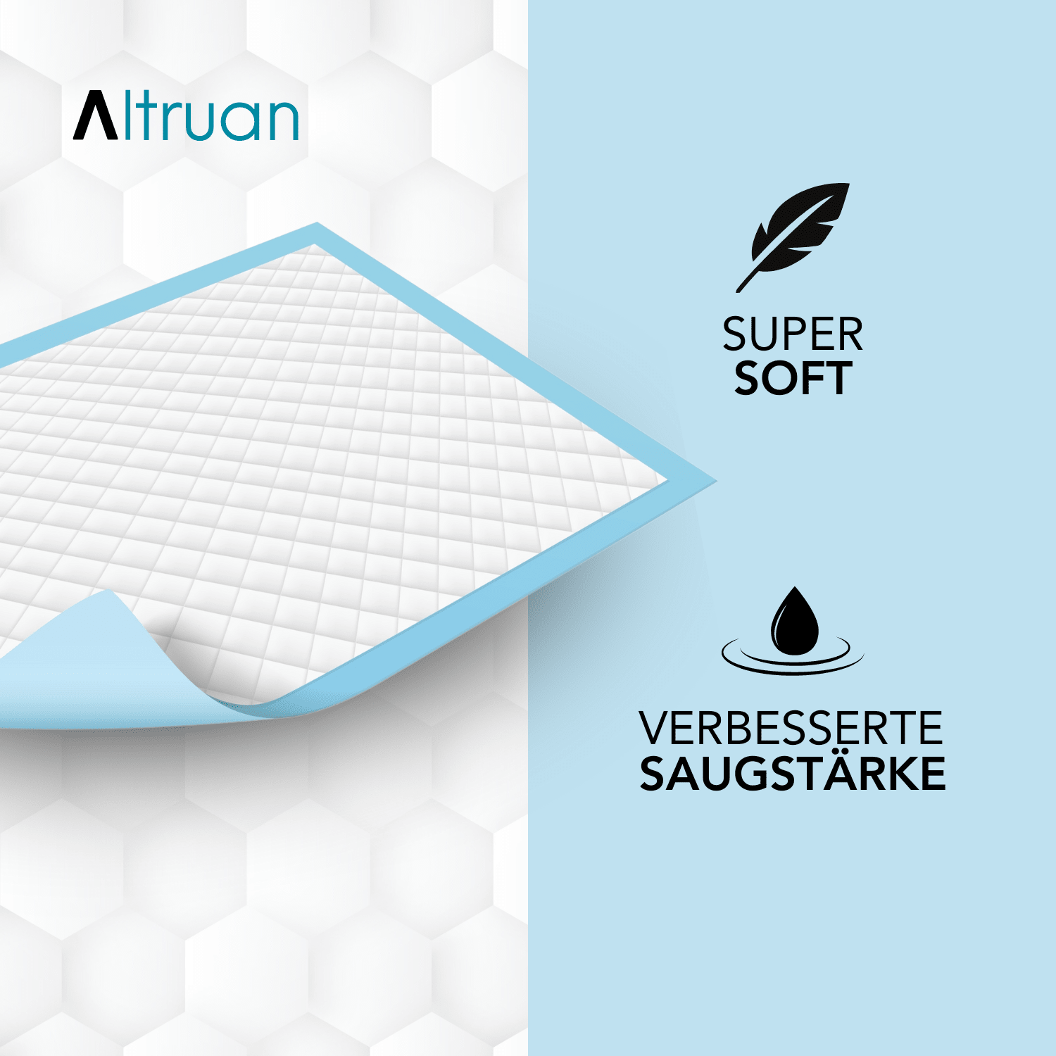 Altruflock® Bettschutzunterlagen 60 x 90cm Supersoft Extrem Saugfähig | Packung (25 Stück)