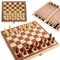Schach, Dame, Backgammon, großes Holzspiel, 3-in-1