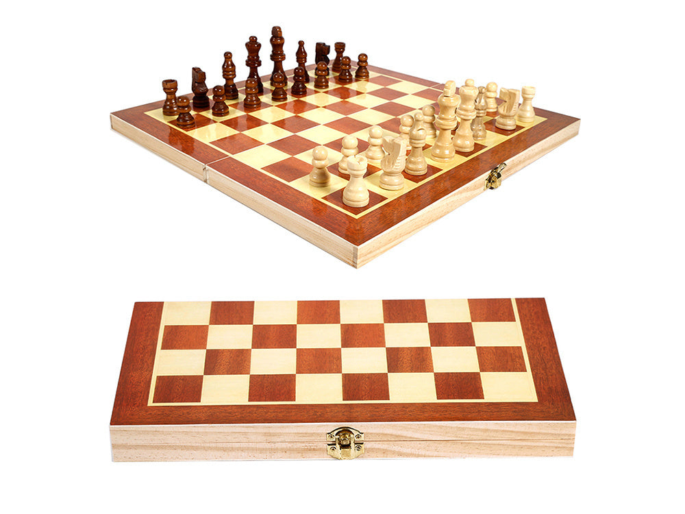 Schach, Dame, Backgammon, großes Holzspiel, 3-in-1