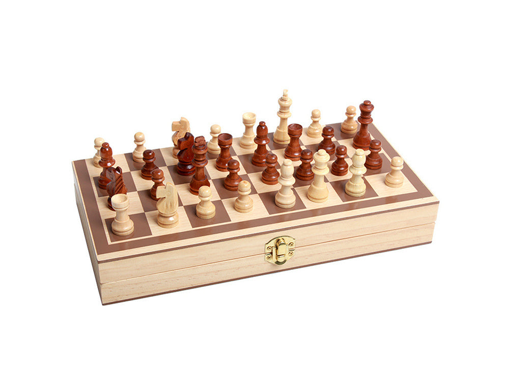 Schach, Dame, Backgammon, großes Holzspiel, 3-in-1