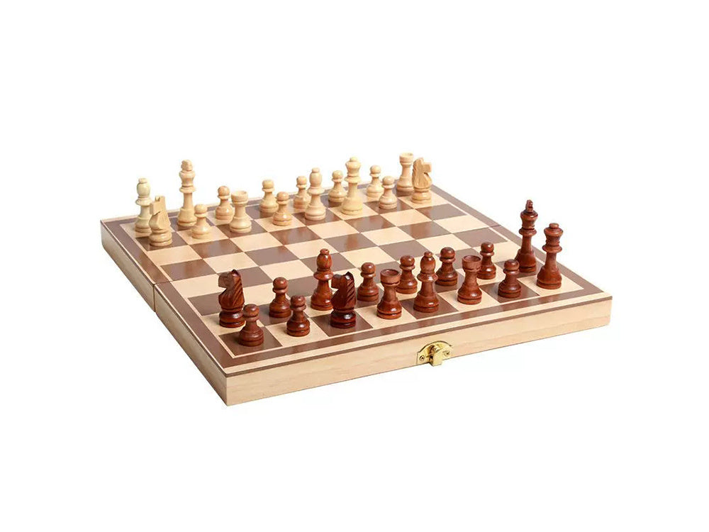 Schach, Dame, Backgammon, großes Holzspiel, 3-in-1