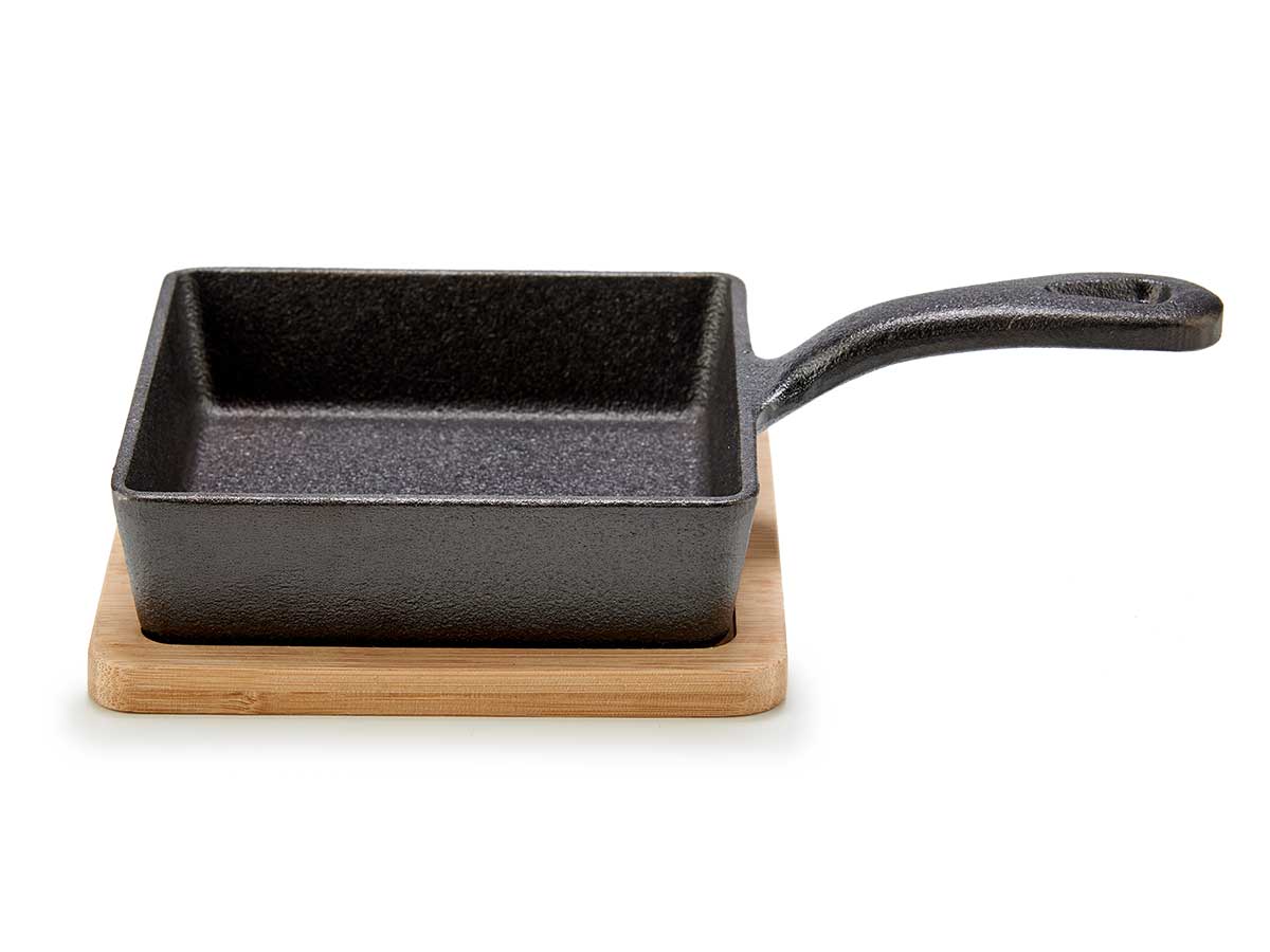 kleine quadratische eiserne bratpfanne bambu band