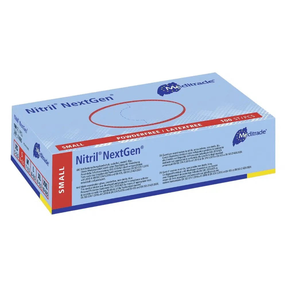 Meditrade Nitril Handschuhe NextGen® EN 455, puderfrei, blau, 100 Stk.