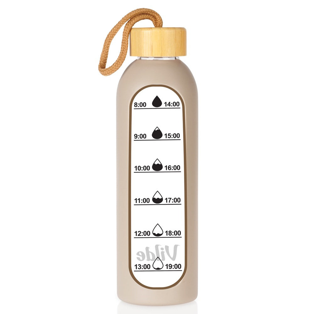 Glaswasserflasche mit Silikonhülle - beige 600ml
