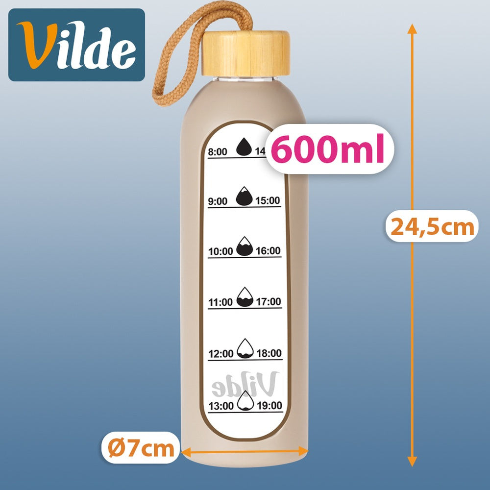Glaswasserflasche mit Silikonhülle - beige 600ml