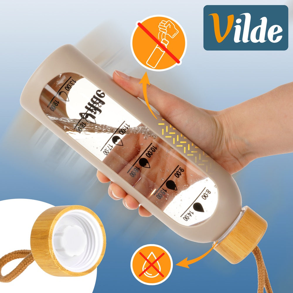 Glaswasserflasche mit Silikonhülle - beige 600ml