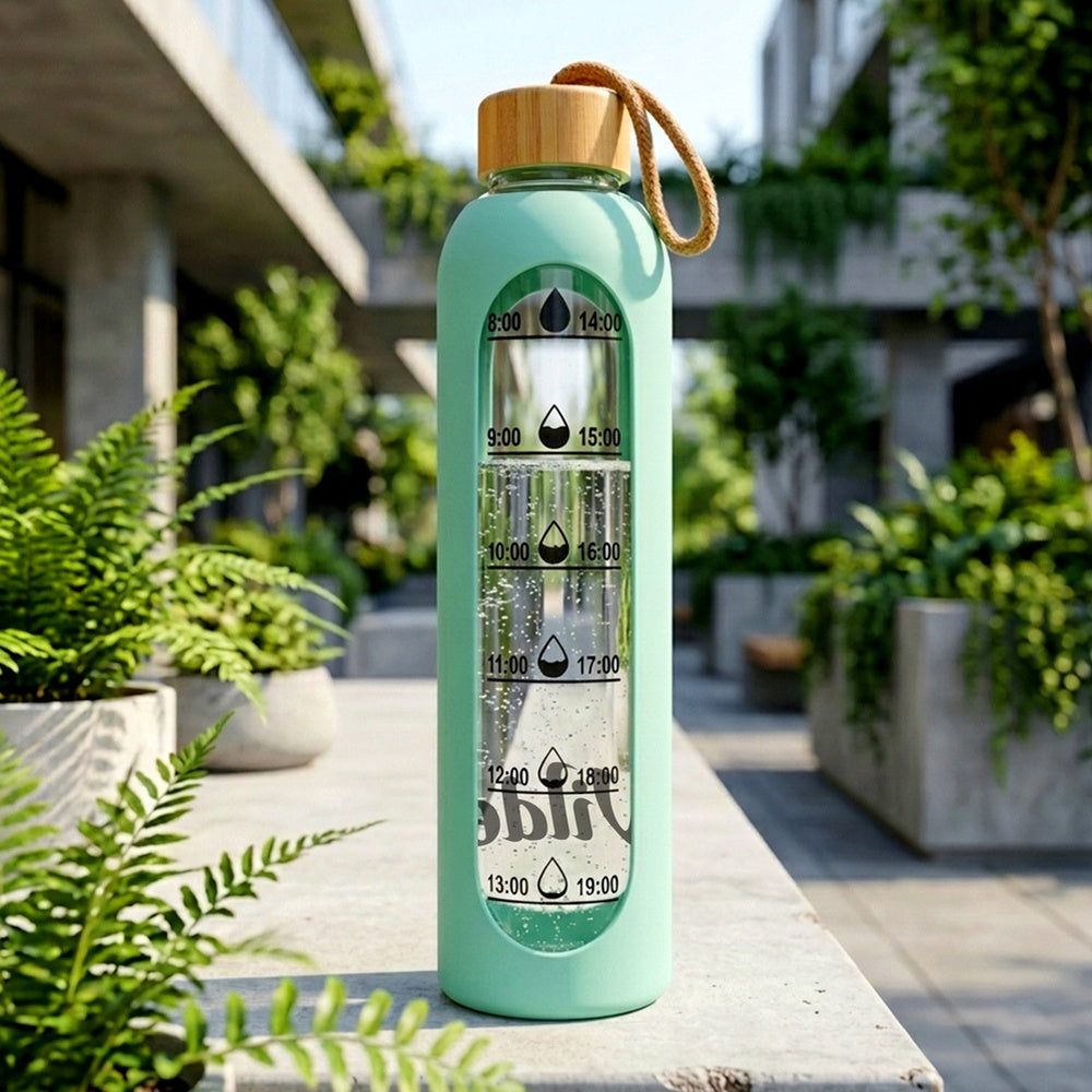 Glaswasserflasche mit Silikonhülle