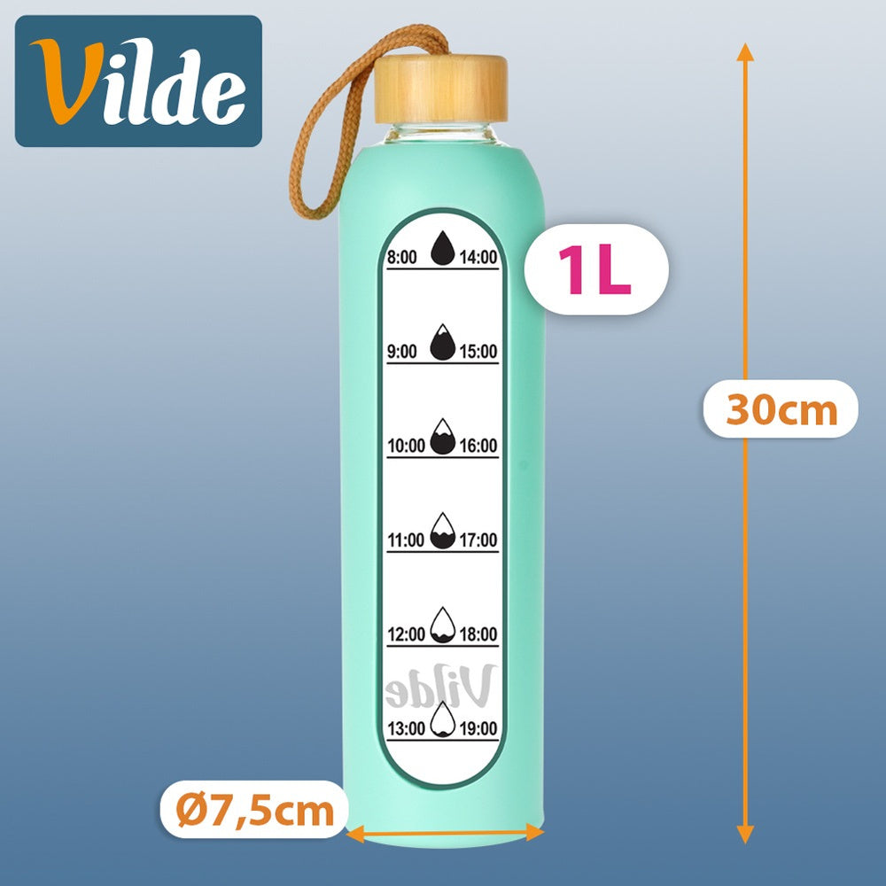 Glaswasserflasche mit Silikonhülle