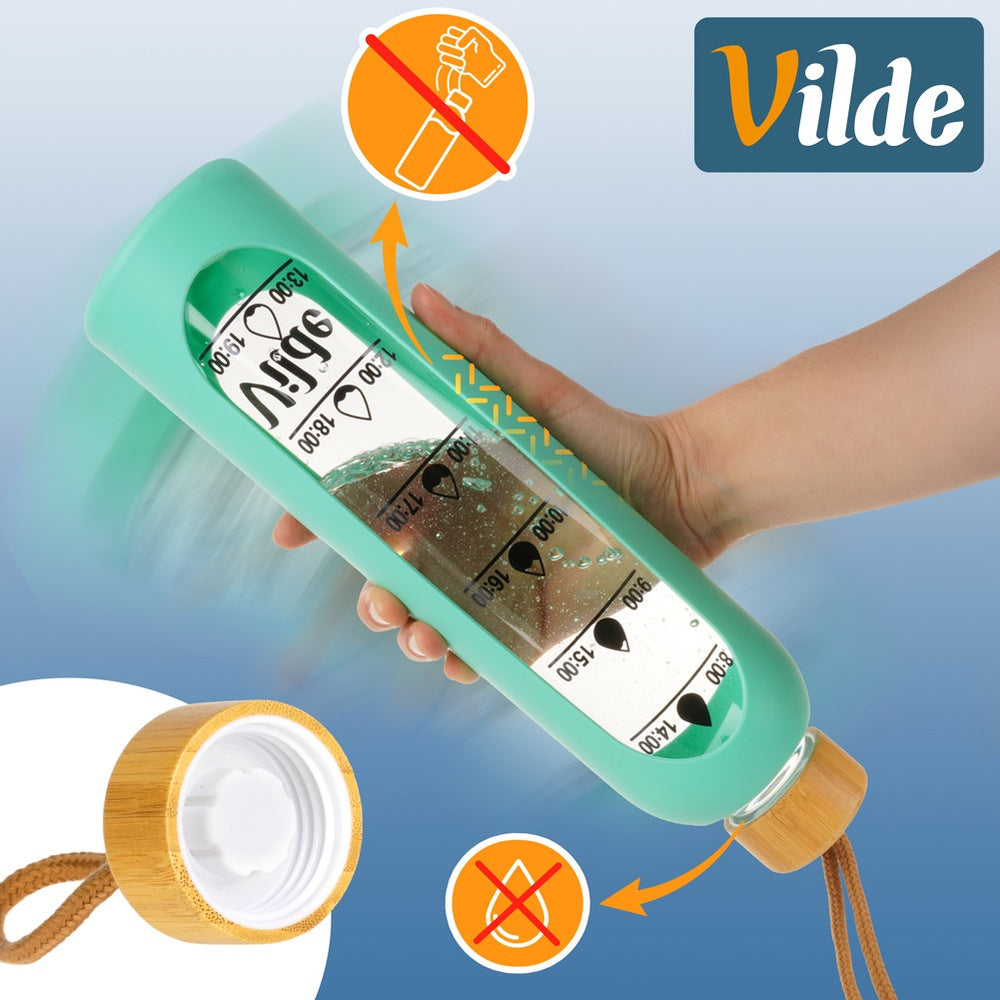 Glaswasserflasche mit Silikonhülle